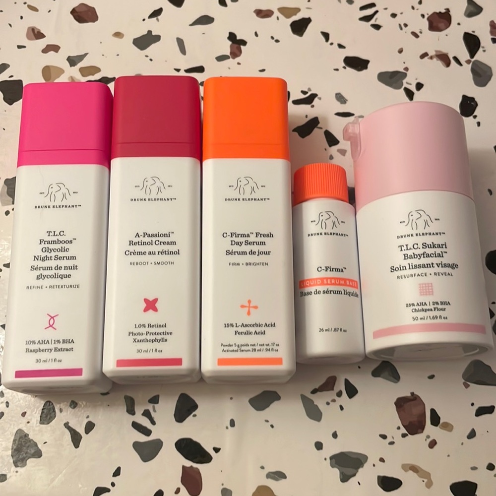 NWOB - Drunk Elephant TLC Sukari, TLC Framboos, A-Passioni & C-Firma Day Serum